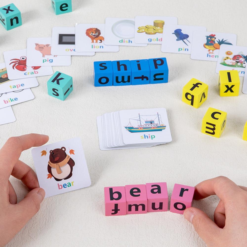 Letter Learning Wooden Puzzle Game Alphabet Spelling Game Letter Spelling Block English Words Card