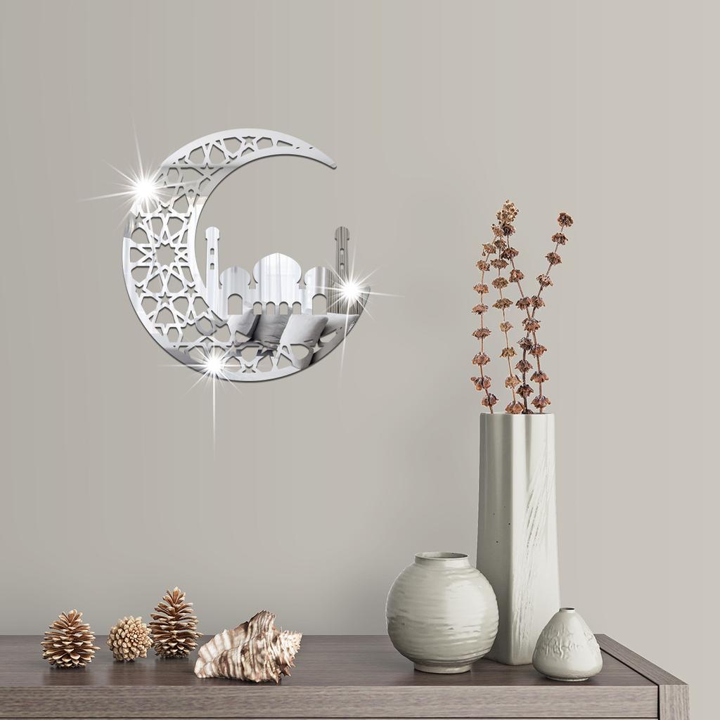 Креативные зеркальные акриловые настенные наклейки полая луна украшение спальни украшение гостиной настенные наклейки
