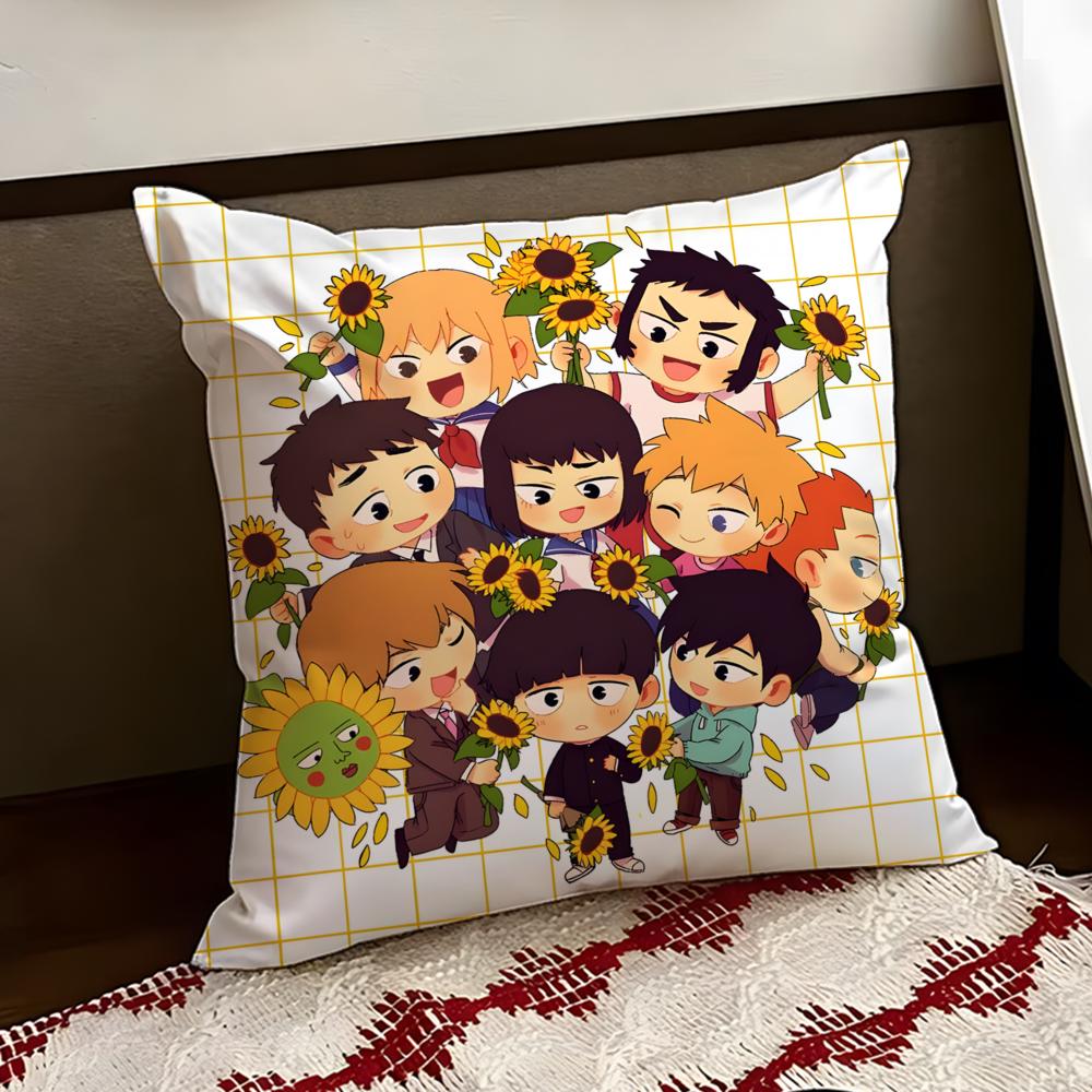 Anime MMob PPsycho 100 Cushion Cover Reversible Soft Durable Pillow Cover Home Car MultiScene Use for Daily Comfort