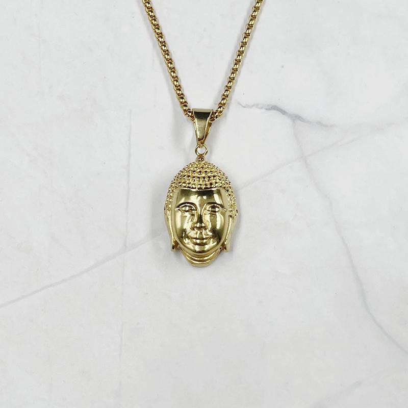 Luxury Thai Buddha Head Gold Color Pendant Necklace Nepal Buddhist Believers Men Women Jewelry Accessories