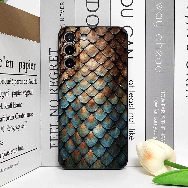 Креативный чехол для телефона с принтом черной золотой чешуи для Samsung Galaxy S26 S25 S24+ S23 Ultra S22 Plus S21 FE S20 Мягкий чехол