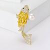 Fashion Pearl Zircon Koi Brooch Simple Animal Rhinestone Pin Women'S Dress Suit Corsage Accessories