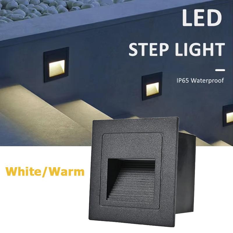 Indoor Outdoor Waterproof 3W LED Footlight Aluminum Home Lighting Step Stair Lights Recessed Corner Wall Lamps Garden Light