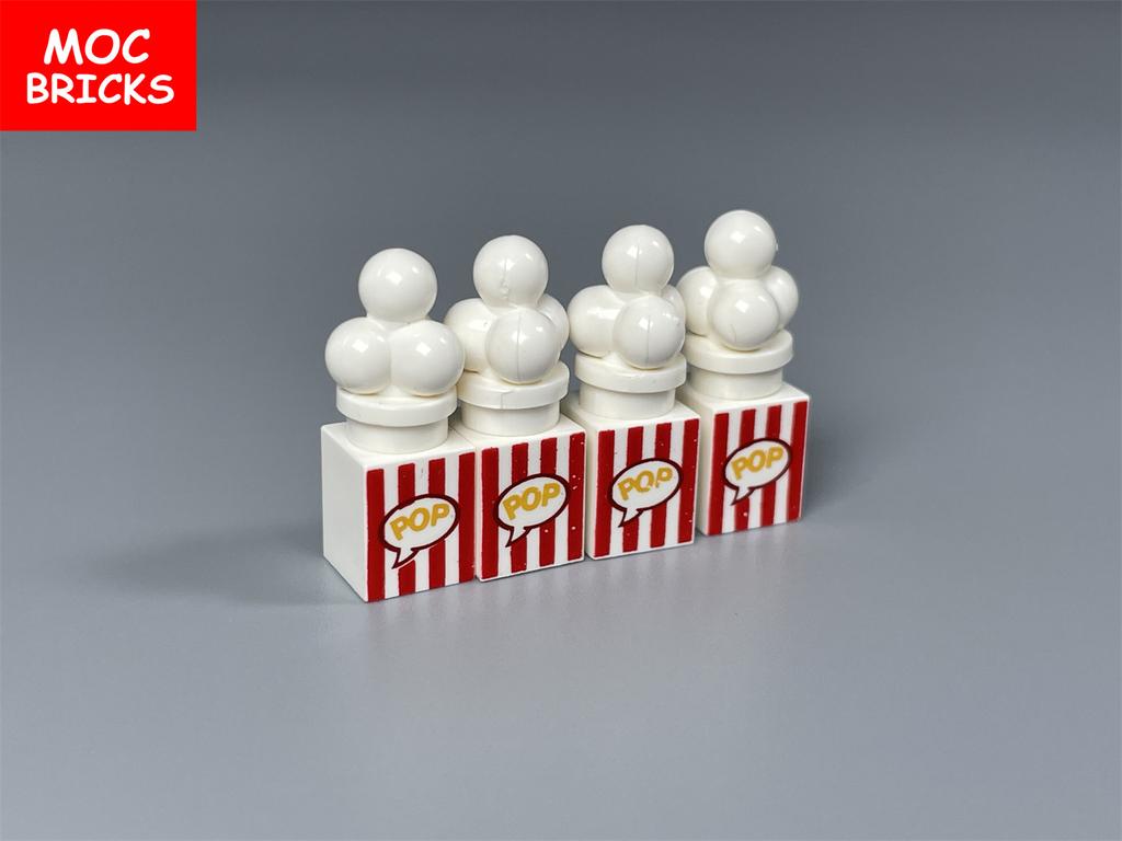 10 шт. Кубики MOC Кирпичик с принтом 1x1 Попкорн Еда Аксессуары для города Friends Сборные детали Игрушки для детей Строительные блоки