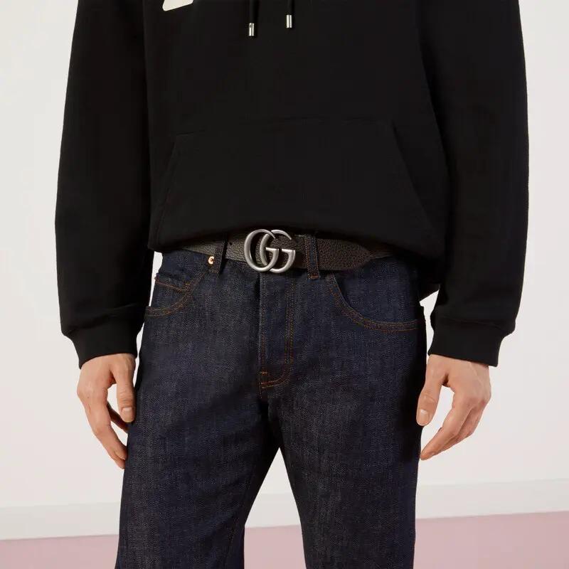 GUCCI Gucci GG Marmont double G logo style buckle metal cow leather belt men and women same style couple style width 3.7cm 627055-CAO2N-1062