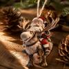 Unique Wooden Hanging Pendants 2D Flat Christmas Decorations Set Santa Claus Ornaments  Gift