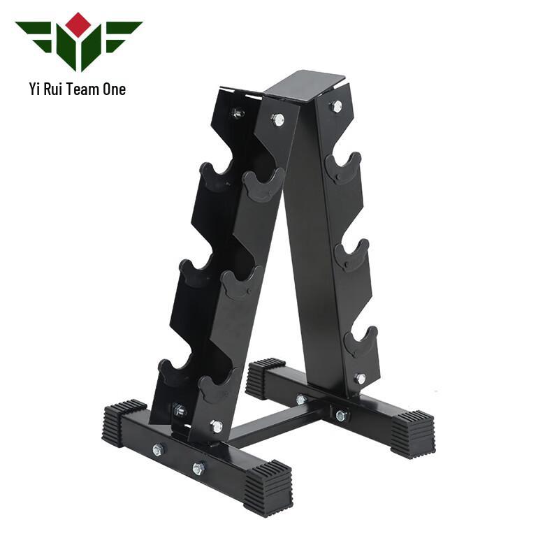 Rubber-Coated Hexagonal Dumbbell Set with Storage Rack