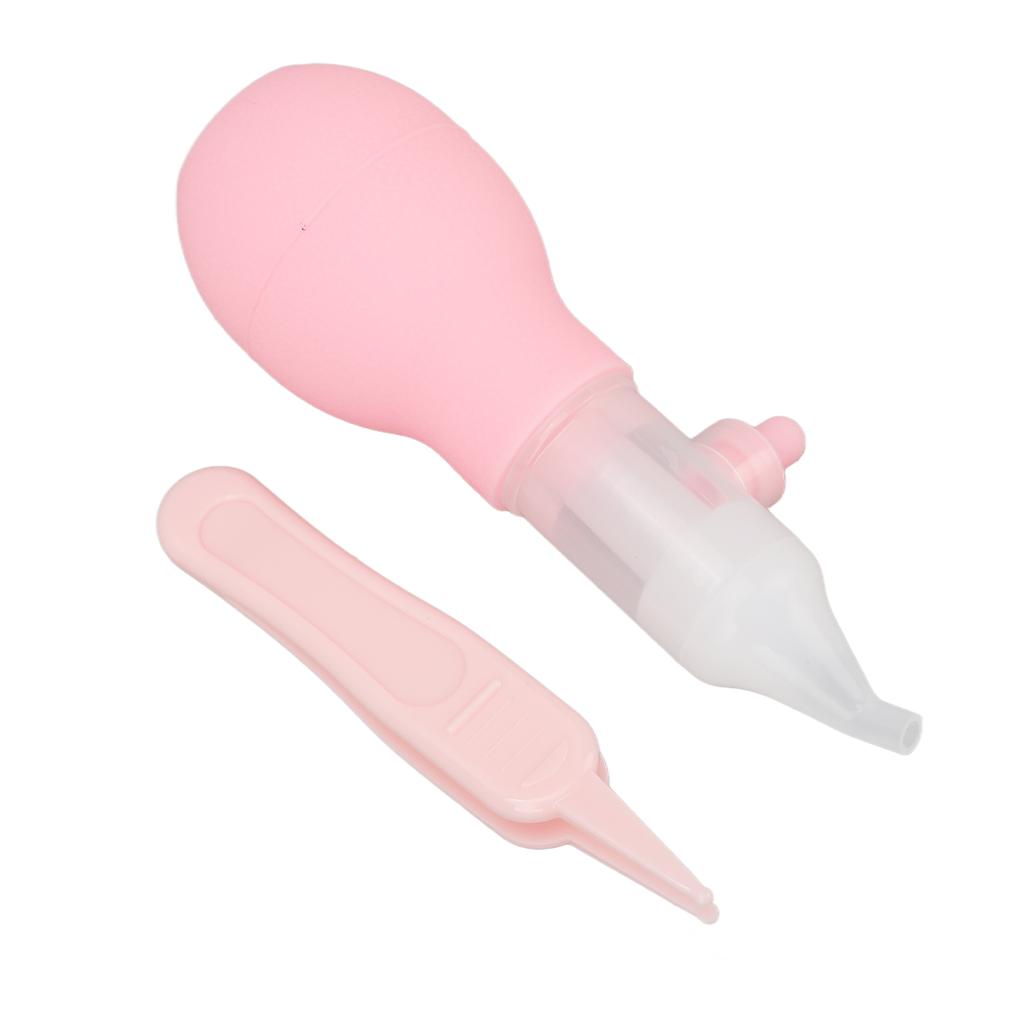 Infant Nasal Aspirator Nose Cleansing Soft Silicone Tip Manual Baby Nose Sucker with Tweezers
