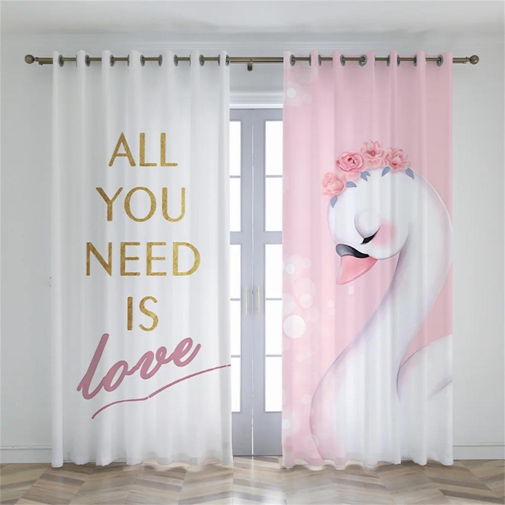 Плотные шторы с принтом принцессы-лебедя на заказ для спальни для девочек, гостиной, милые шторы с героями мультфильмов для детской комнаты