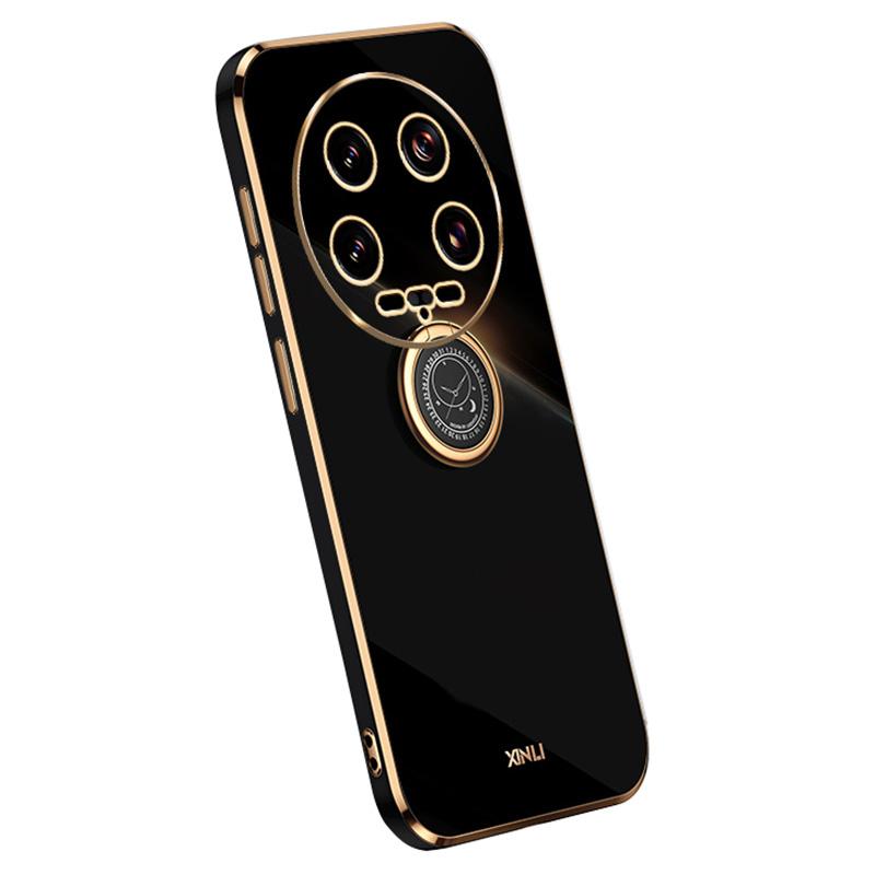 XINLI Чехол для Xiaomi 14 Ultra из ТПУ, гальванизированный чехол для телефона с кольцом-держателем, подставкой
