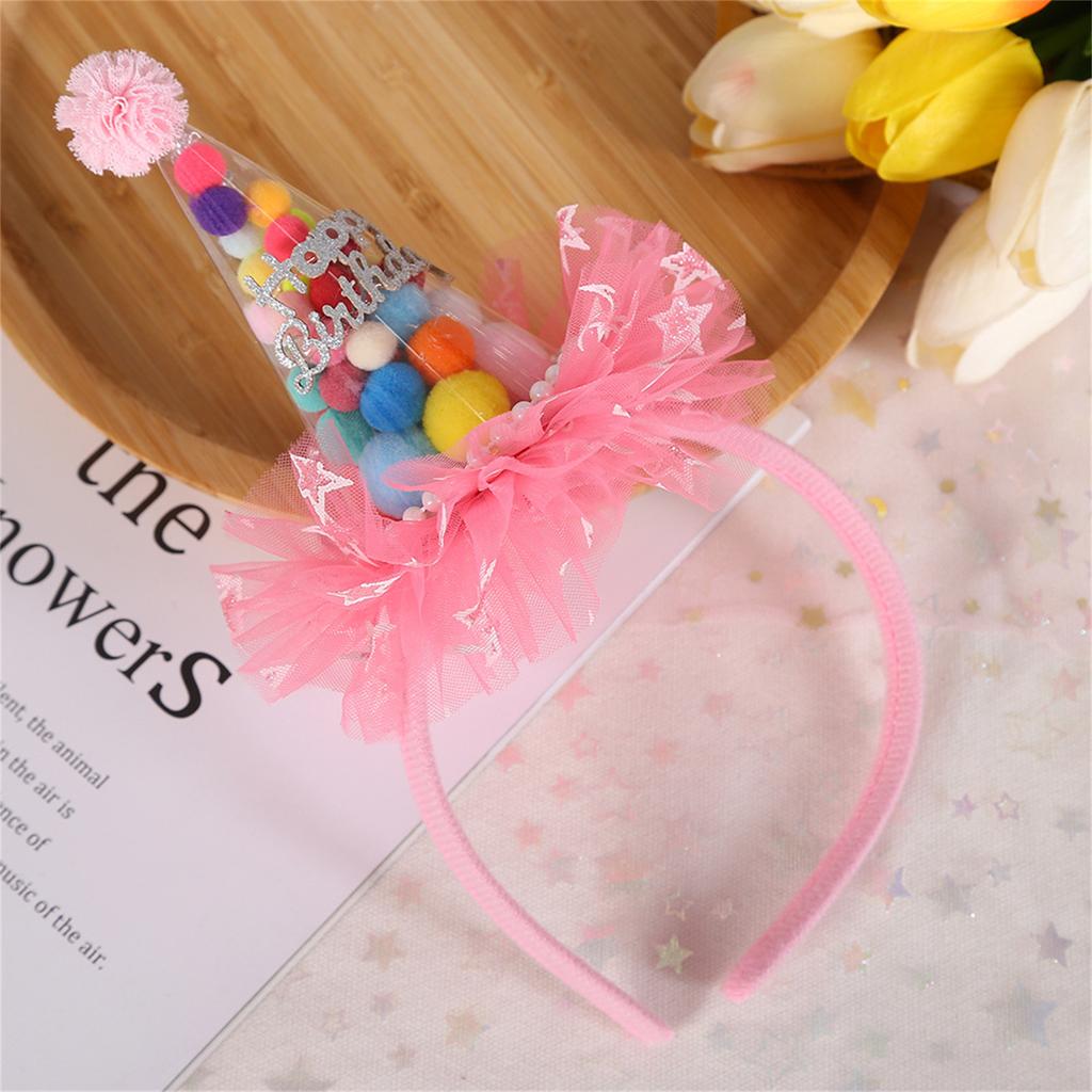 Birthday Party Hairhoop Adult Party Hat Headband Rainbow Candy Lace Hairband for Children Photography Head Accessories