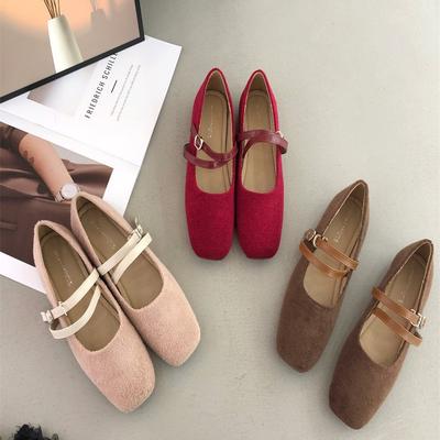 Французские балетки женские осенние новые ретро красные ремешок на подъеме плоские Мэри Джейн туфли бабушкины туфли