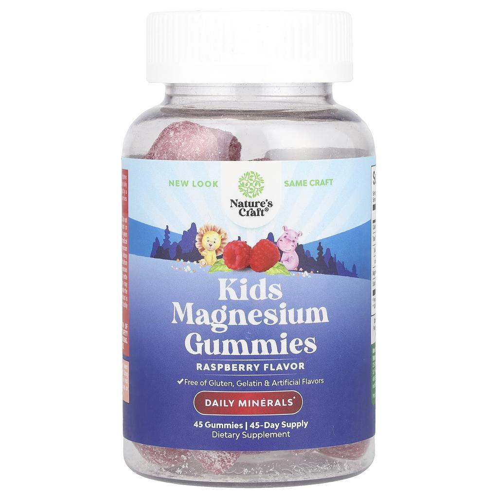 Nature'S Craft, Magnesium Gummies for Kids, Raspberry, 45 Gummies