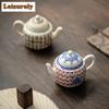 110ML Creative Thousand Buddha Cultural Teapot Antique White Porcelain Pot Tea Brewing Kettle with Ball Hole Cafes Ornaments