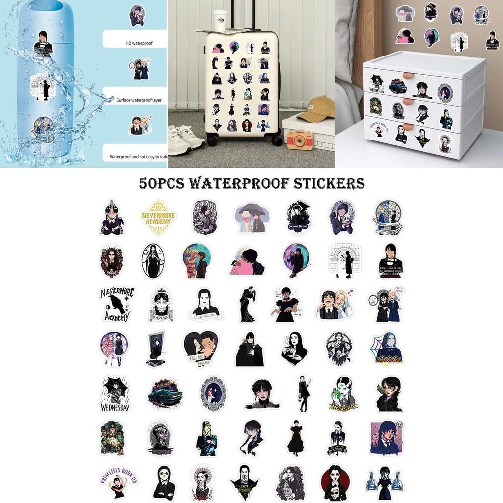 50 шт. Водонепроницаемые наклейки с Аддой Венсдей для украшения чемодана