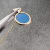 European & American T-shaped Gold Round White Mother-of-Pearl Turquoise Necklace - High-End, Colorfast Clavicle Chain