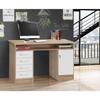 Straight Desk with Keys with 1 Door and 4 Drawers - Oak and White Decor - 126 X D 55 X H 76 Cm - ALICANTE
