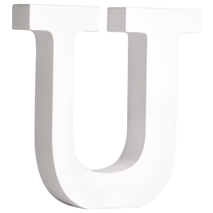 Lettre MDF U , blanc, 11cm, épaisseur 2cm