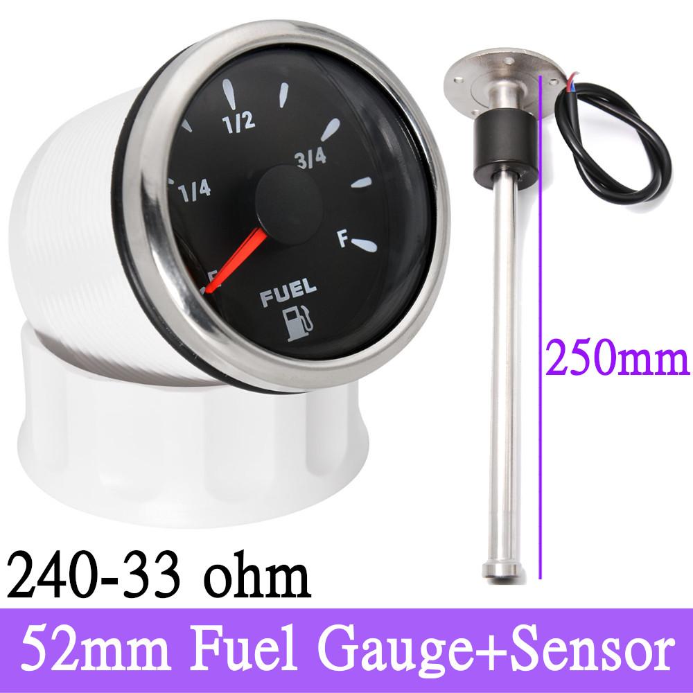 Водонепроницаемый автомобильный датчик уровня топлива 52 мм с 8 цветами подсветки, подходит для 0 ~ 190 Ом, 240-33 Ом, датчик уровня топлива для универсальной лодки, автомобиля, грузовика