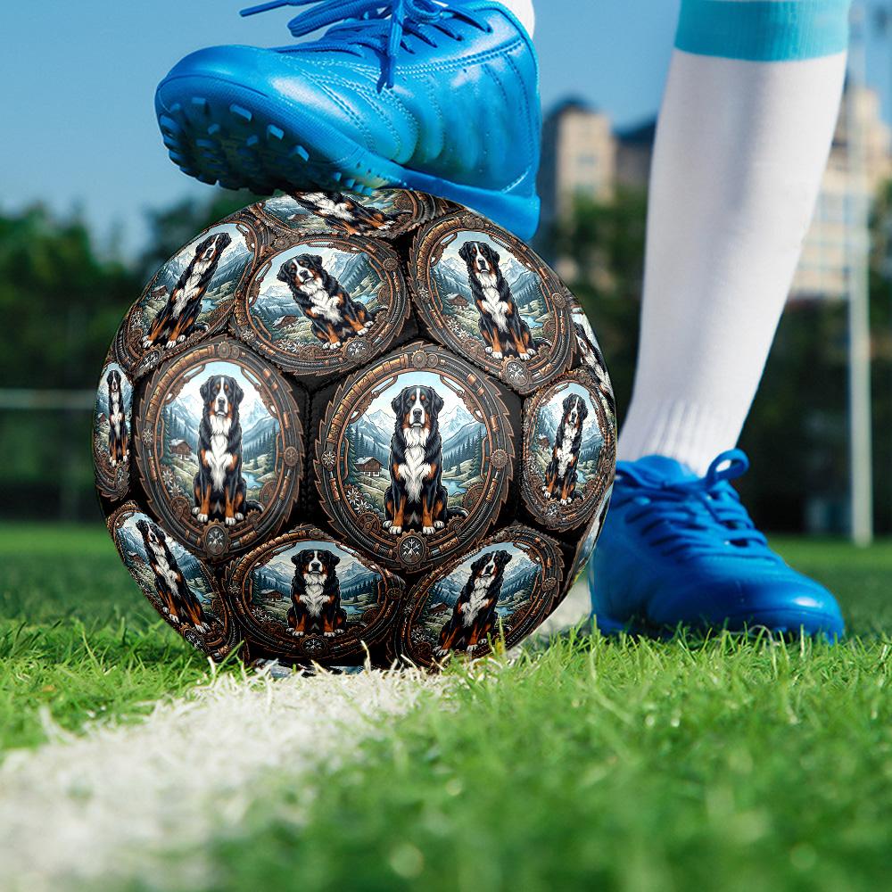 Steampunk Mountain Dog Round Football Size 5 Adult Ball Suitable for Training Matches and Outdoor Team.