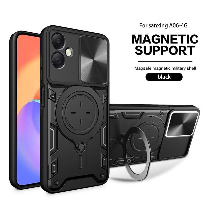 Для Samsung Galaxy A06 4G Чехол Сдвижная Защита Объектива Бронированный Ударопрочный Чехол для Телефона Coque Для Galaxy A06 4G Чехол с Кольцом-Держателем