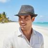Short Brim Woven Straw Hat Breathable Vacation Beach Cap Sun Cap Men Panama Hat  Summer