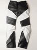 Motorcycle Lambskin Stylish Men Leather Pant Black &White Biker Designer Genuine