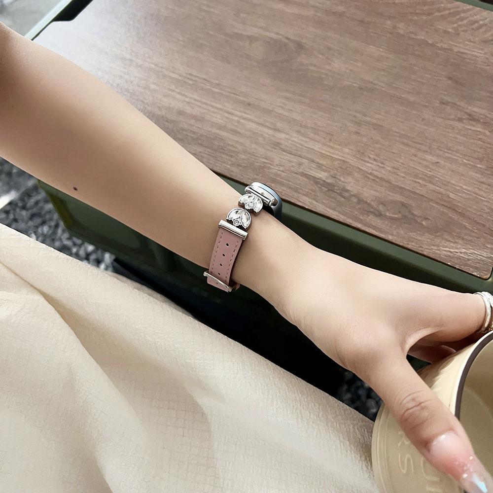 Dressy Band for Mi Band 8/9/10 Bracelet Women 2 in 1 Metal Leather Wristband for Xiaomi Smart Band 9 Watch Strap Luxury