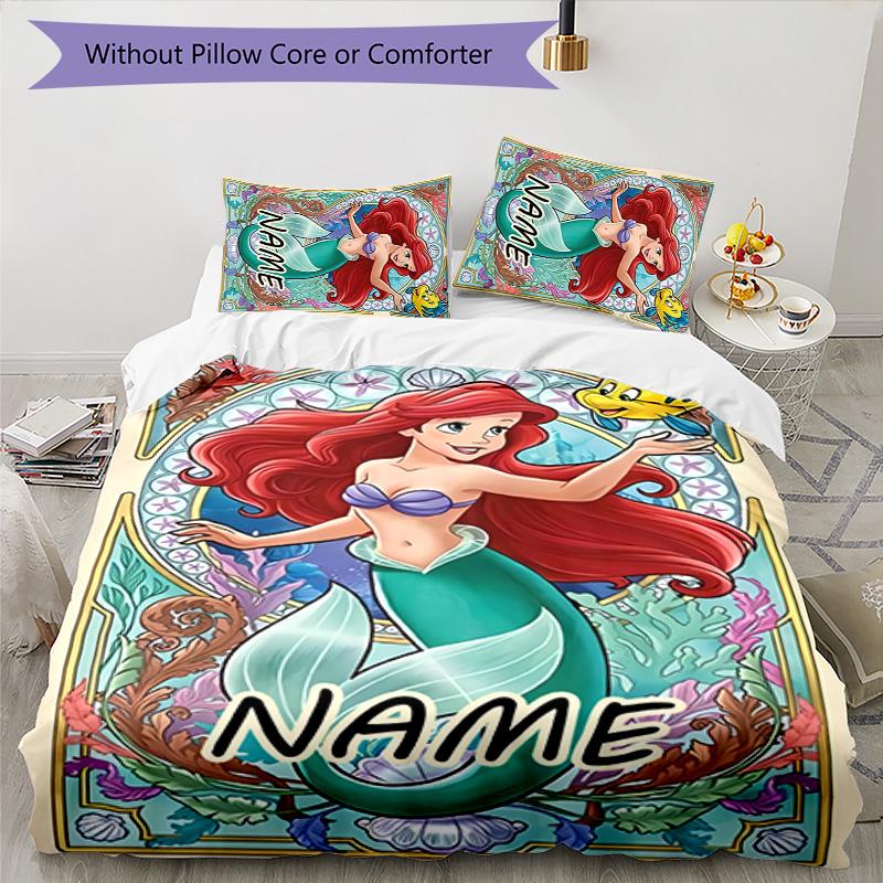 3pcs Princess9 Cover Set - Personalized Name, HD Printed Bedding with 1 Cover and 2 Pillowcases - Perfect for Home Decor, Easy Care