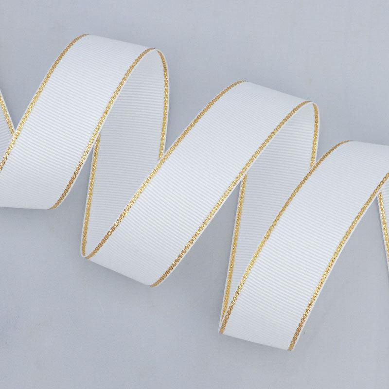 Романтичная и уютная однотонная золотая ребристая лента, зашифрованная полиэстеровая лента, двухсторонняя утолщенная прошитая лента, подарочная коробка, декоративная лента