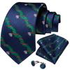 Mens Christmas Tie Set Red Blue Green 8cm Wide Silk Neck Tie Hanky Cufflinks Set Gift For Men Accessories