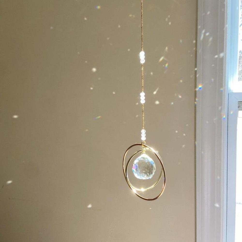 Round Shape Crystal Sun Catcher Crystal Sun Catchers Delicate Crystal Decorative Pendant Home