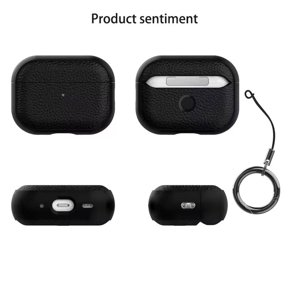 Чехол для AirPods Pro 3 с кожаным узором, ТПУ покрытие, Коробка с аксессуарами для наушников, С брелоком, Чехол для AirPods Pro 3 2025