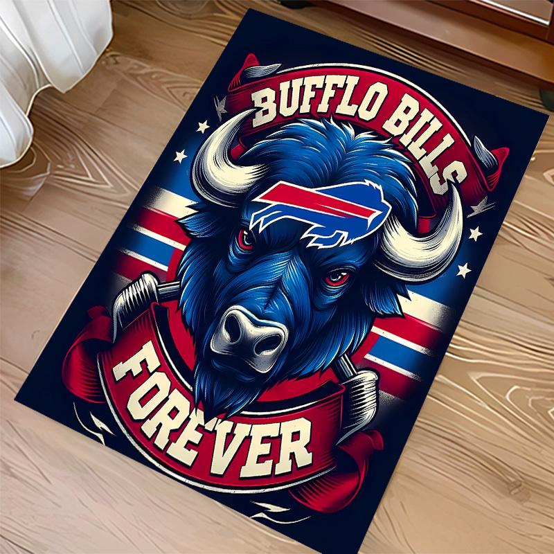Buffalo Bill LOGO Print Area Rug - Soft, Washable Non-Slip Indoor Mat for Office Chairs, Living Room, Home Office Decorative Rug