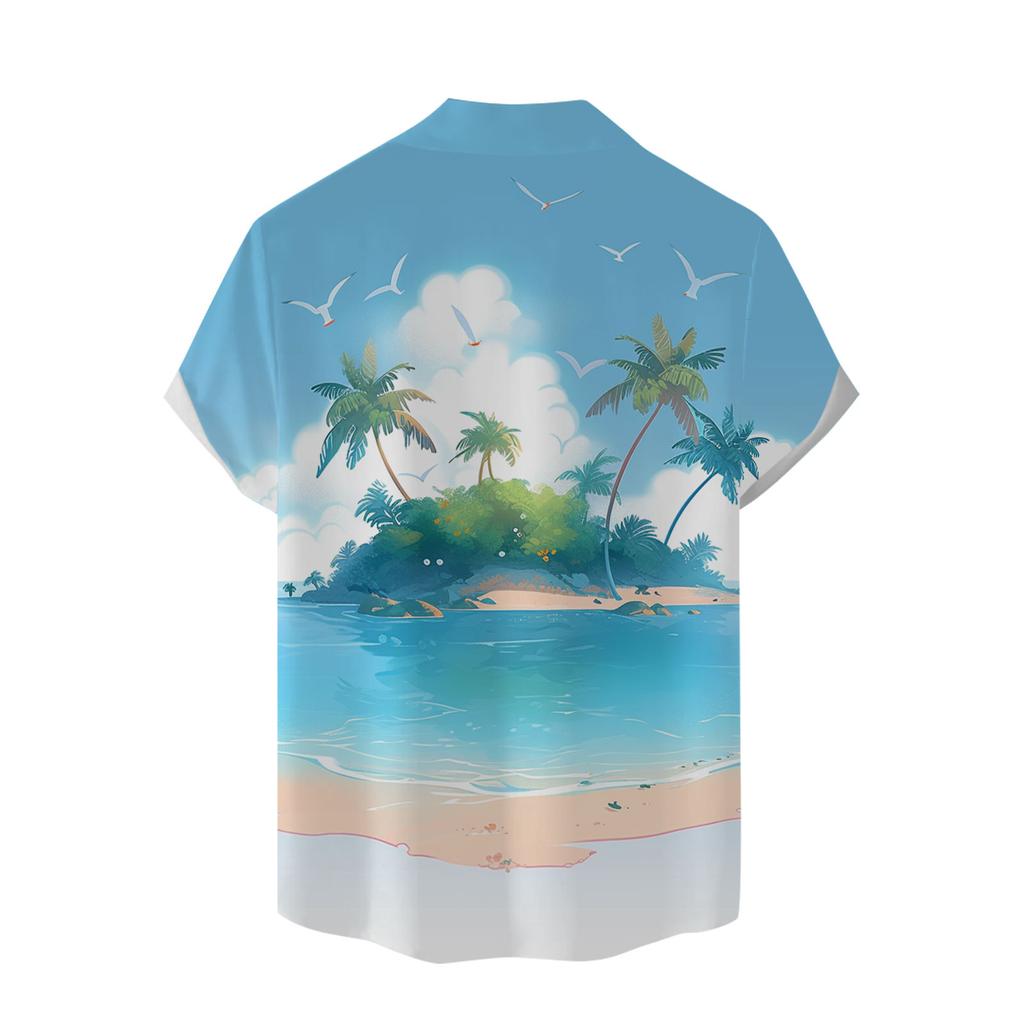 Гавайская рубашка для мужчин, мужские винтажные рубашки для боулинга на пуговицах, летняя пляжная рубашка с коротким рукавом