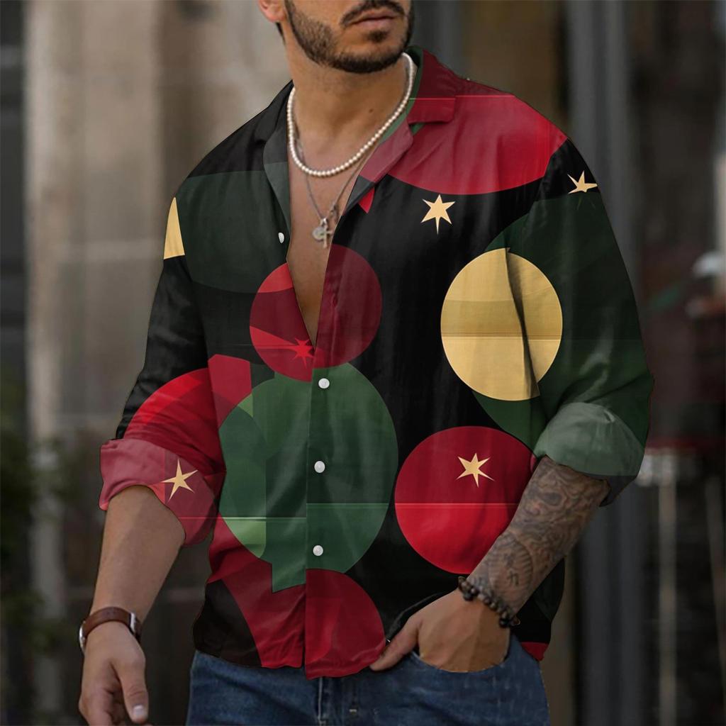 Мужская повседневная свободная рубашка с длинными рукавами, модная рубашка с лацканами, топ