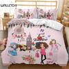 Комплекты постельного белья с изображением модных мультяшных девушек, комплект постельного белья для девочек, пододеяльник, комплект постельного белья