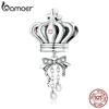 Подвеска-корона BAMOER из стерлингового серебра 925 пробы, подходит для DIY Подвески, браслет и браслет, изысканные ювелирные изделия, изысканный бант с бисером, роскошный подарок