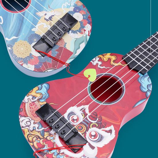 Children Guitar Toy Mini Guitar Kids Toy Ukulele Colorful Cartoon Print Guitar Clear Sound Portable Instrument Children Toddler Plaything Musical