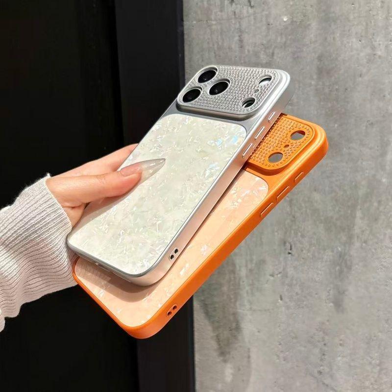 Модный Чехол Для Телефона Женский С Блестками Из ПК Для IPhone 16 15 14 Pro Max Transform 17 Pro Max Алмазное Большое Окно Для Камеры Ударопрочный Чехол