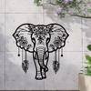 Wrought Iron Elephant Wall Art Decoration, Bohemian Floral Design, Home Living Room Wall Decoration, Creative Home Gift