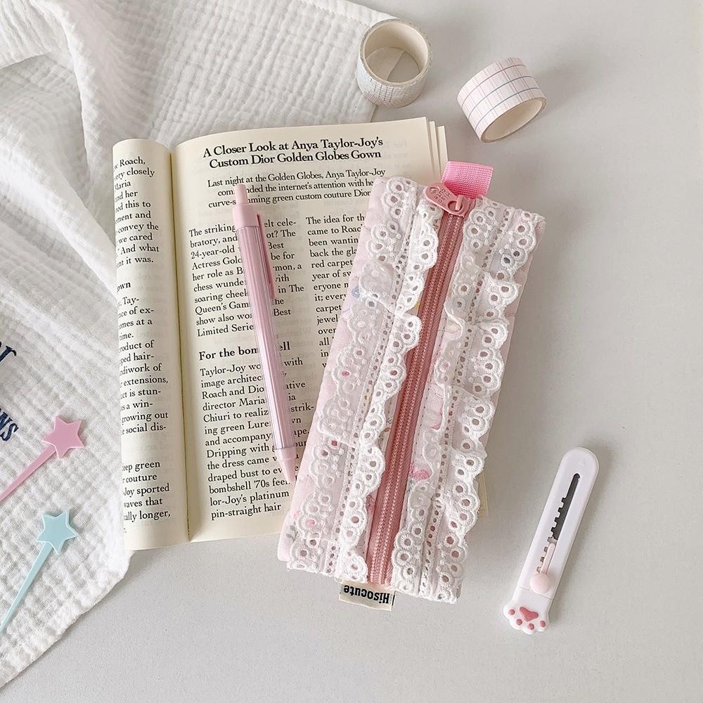 Настольное хранение Корейский стиль Пенал Сладкое кружево Бант Сумочка для карандашей Подставка для канцелярских принадлежностей