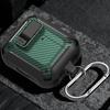 For AirPods 4 Bluetooth-compatible Earphone Cover Carbon Fiber Texture TPU+PC Anti-Drop Case with Buckle