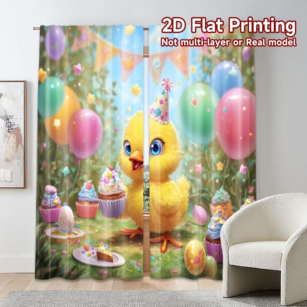 2pcs, 2D FLAT PRINTING Curtains (Without Rod) PartyChickFest Popular Fashionable Curtains Yarn Curtains All Seasons Decorative