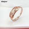 SIMJOO Цирконовое кольцо Женское прямоугольное полое кольцо с резным цветком