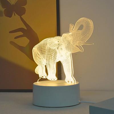 USB-питаемый 3D светящийся ночник в виде слона - креативный декоративный светильник в виде животного для дома, гостиной или в качестве подарка на день рождения.