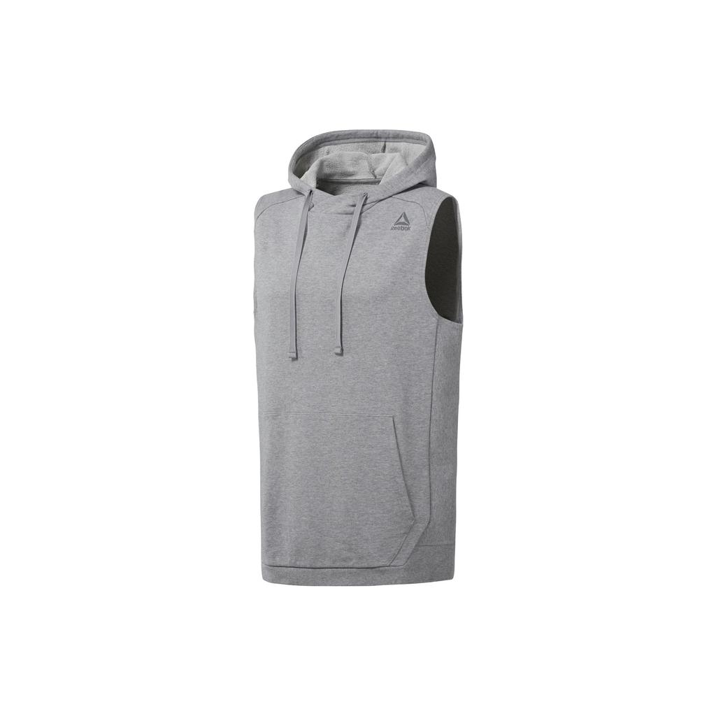 Reebok Solid Color Hooded Sleeveless Sweatshirt Men Sweatshirt Gray D96029