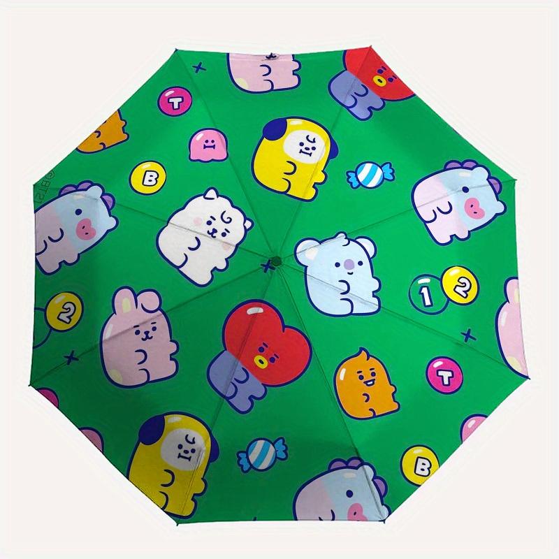 1 шт. Зонт с рисунком персонажей BT21 и пластиковой ручкой, подходит для всех сезонов, для дома, путешествий, на открытом воздухе, M1287
