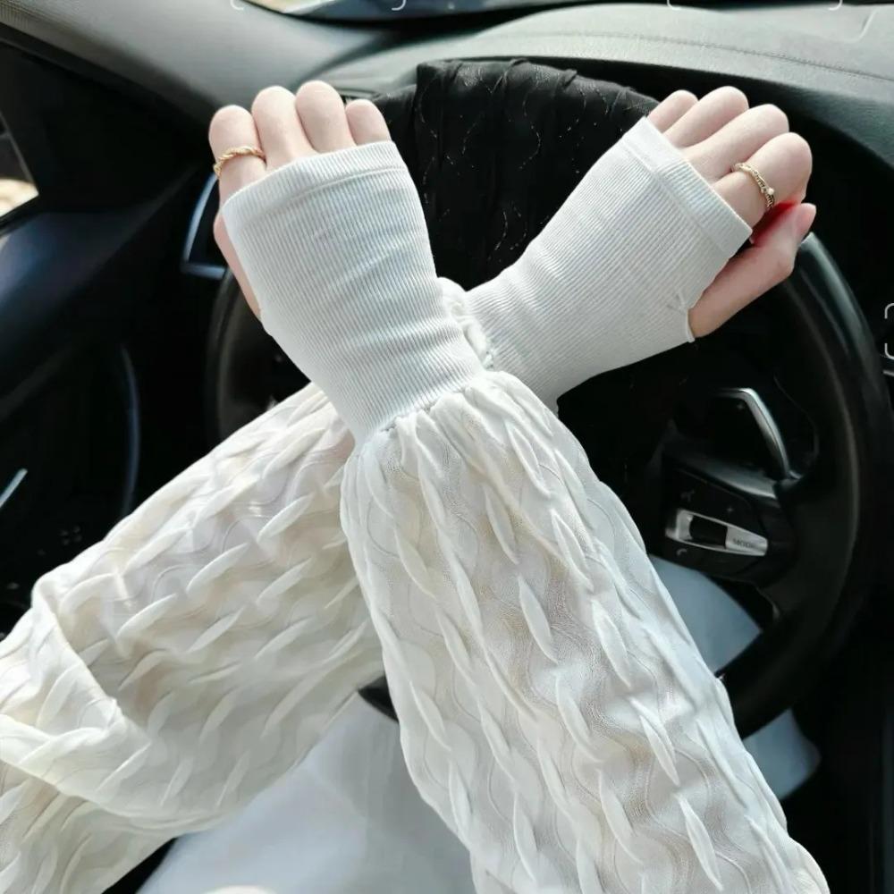 Solid Color Sunscreen Sleeves Loose Ice Silk Gloves New Arm Guard Women Men