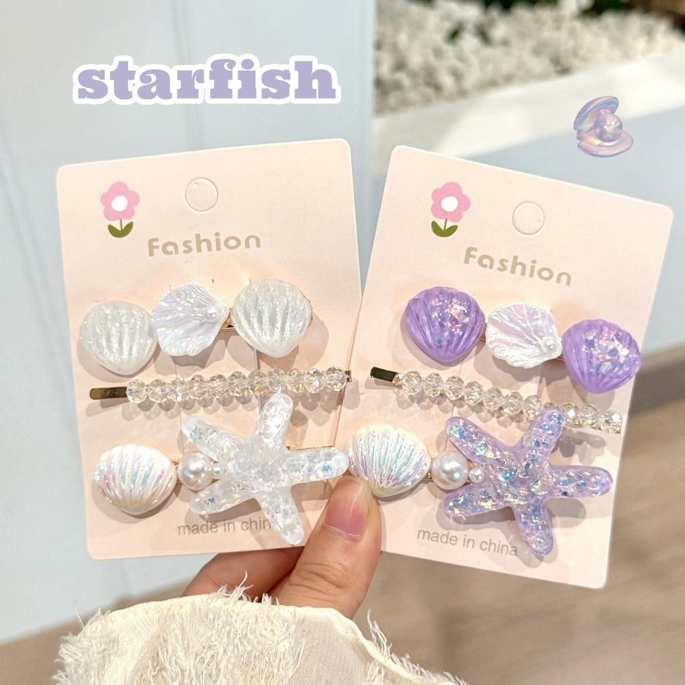 3pcs/Set Glitter Hairpins Ocean Series Princess Headdress New Barrette  Hair Accessories